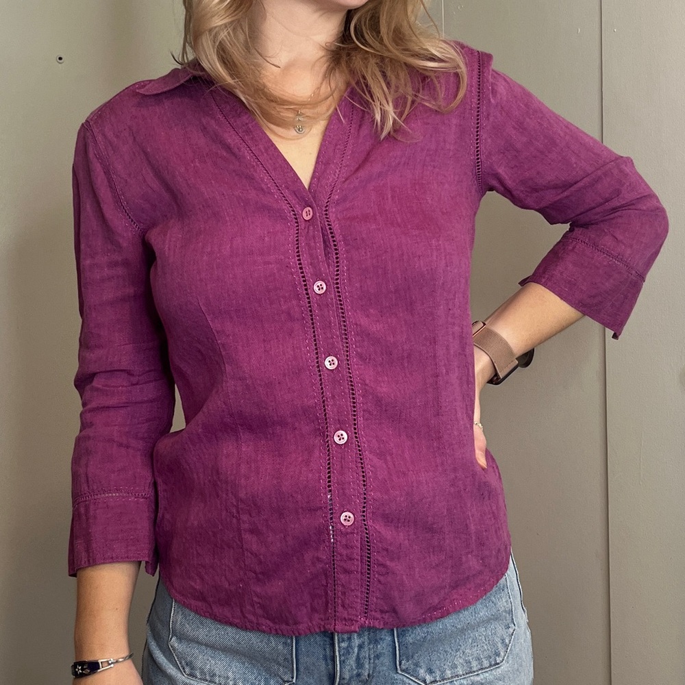 Eddie Bauer linen button up blouse